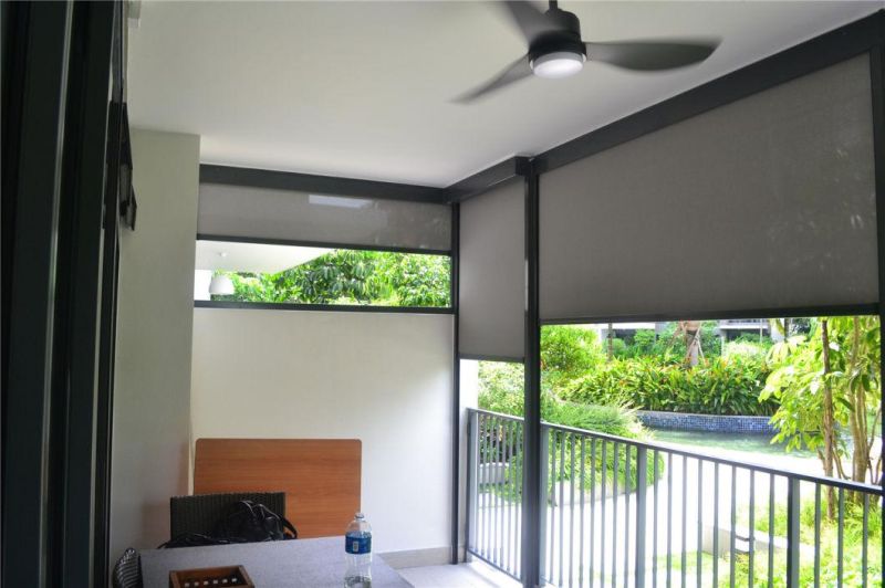 Outdoor Blackout Windproof Motorized Zip Track Roller Blinds