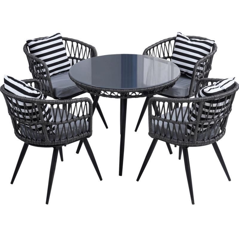 Courtyard Outdoor Furniture Wicker Sofa Garden Plastic Resin Rattan Dining Chairs Set