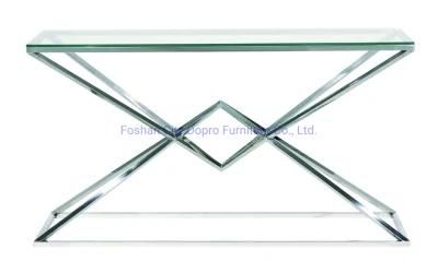 New Design Console Table Stainless Steel Glass Top