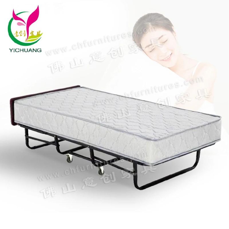 Yc-Eb02 Rollaway Metal Extra Bed for Hotel Guestroom with White Stripe Cloth Mattress