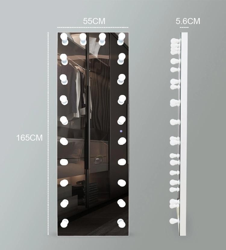 Customized Hollywood Illuminated Floor Mirror Full Length Standing Mirrors