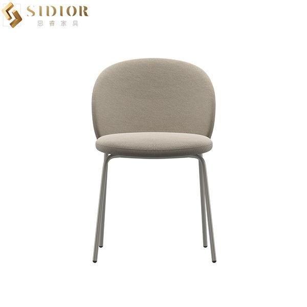 Restaurant Ultra Modern Fabric Upholstery Dining Chairs with Stainless Steel Lghs