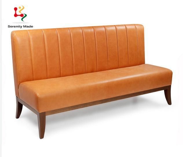 Commerical Modern Solid Wood Base PU Leather Channel Back Cafe and Restaurant Night Club Booth Seating Sofa Furniture