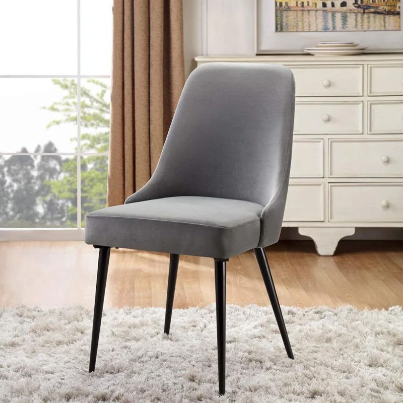 Modern Nordic Style Blue Velvet Frame Metal Dining Chair for Hotel and Dining Room