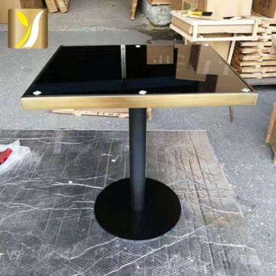 Modern Design Matt Black Feet Artificial Stone Surface Square Coffee Side Table