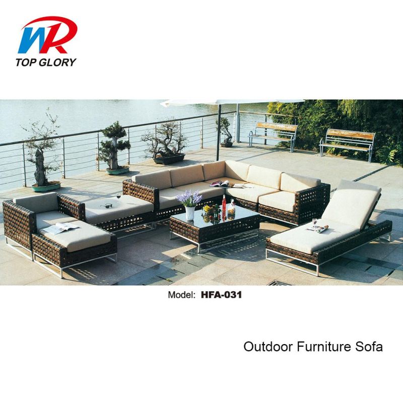 Hot Sell L Shaped Garden Sofa Set Wicker Outdoor Rattan Sofa Set Furniture Rattan Outdoor Garden Sofa