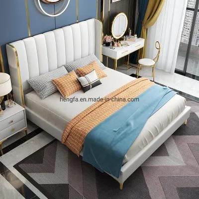 Wholesale Modern Wood Frame Bedroom Furniture Set Leather Bed