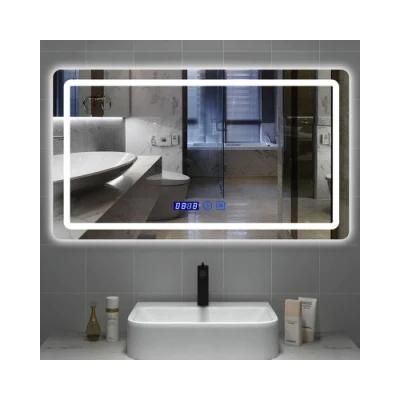 600*800 Wall Mounted Smart Mirror LED Vanity Bathroom Mirror with Dual Touch Screen/Light /Defogging/Time Temperature/Frameless