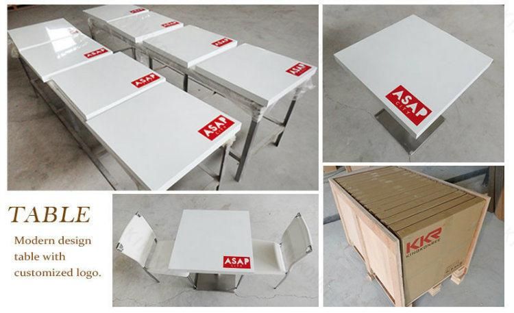 Artificial Stone Fast Food Court Chairs Tables Restaurant Table Top Set