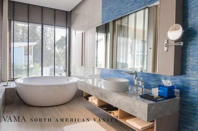 Vama Hilton Hotel Quartz Table Top Modern Bathroom Cabinet Furniture
