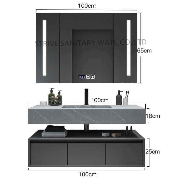 Modern Luxury Gray Bathroom Vanity with LED Medicine Cabinet