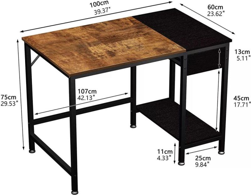 Computer Table with Drawers and 3 Tiers Black Board and Black Painting with Adjustable Rubber