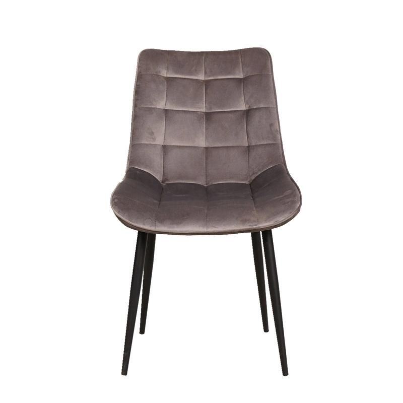 High Quality Commercial Furniture Restaurant High Back Black Metal Legs Restaurant Velvet Dining Room Chair