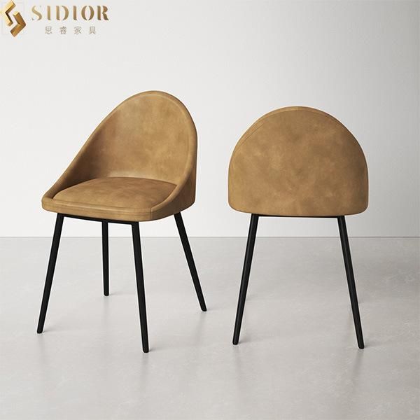 Brown PU Leather Ultra Modern Dining Chairs of 4 Armless