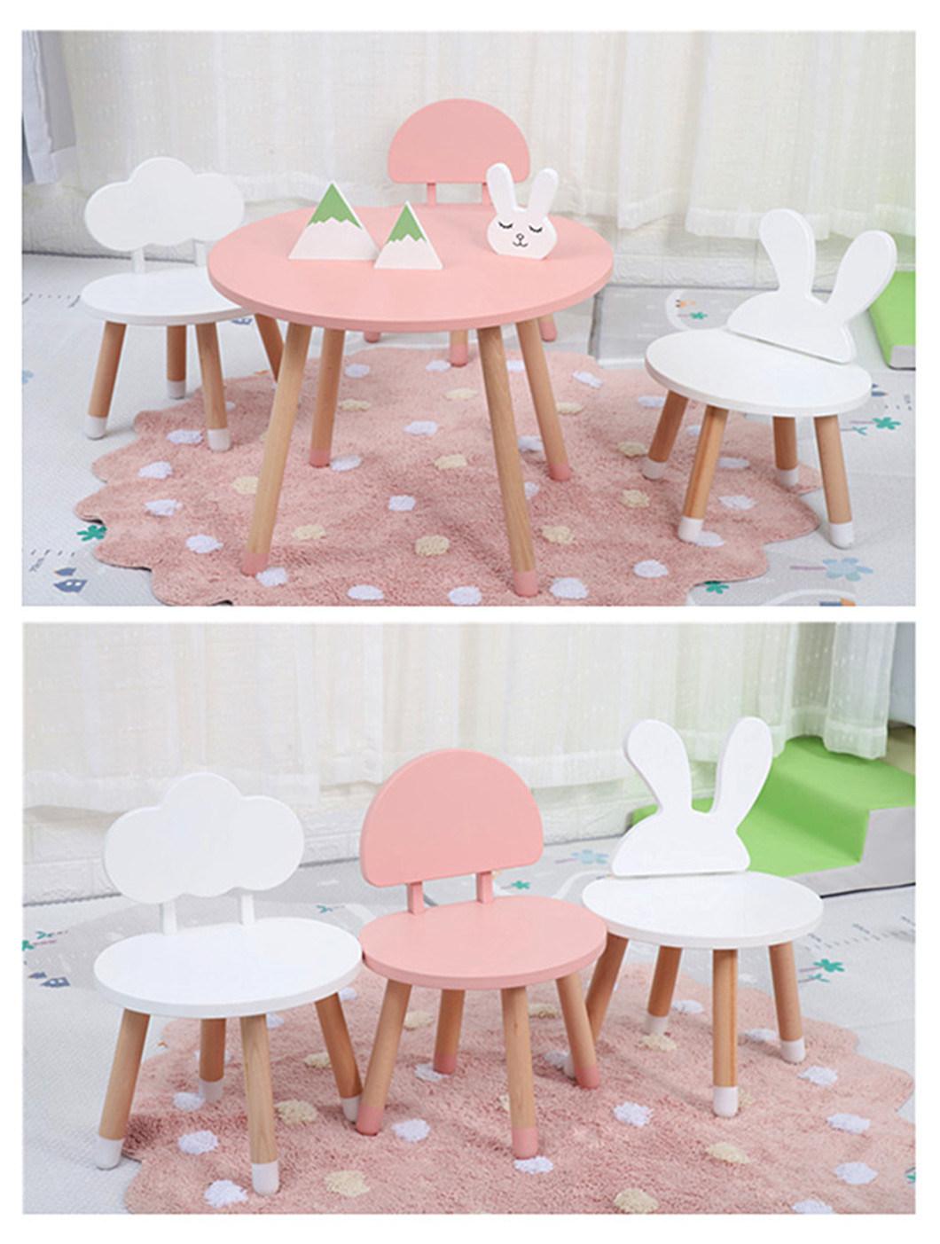 Wooden Cute Children Mushroom Shape Table and Chair Set Kids Home Furniture