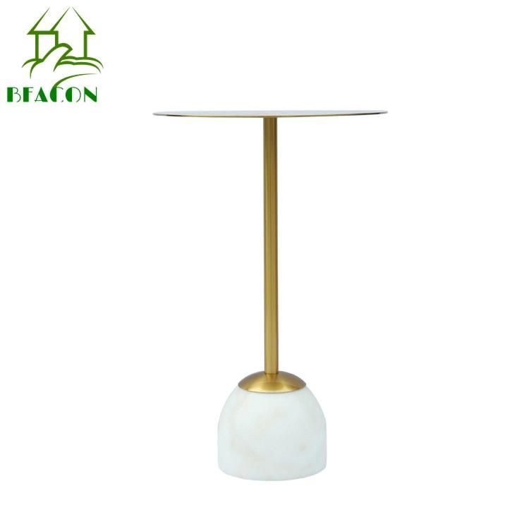 High Quality Modern Small Living Room Furniture Round Marble Steel Tea Table Coffee Table Use Side Table