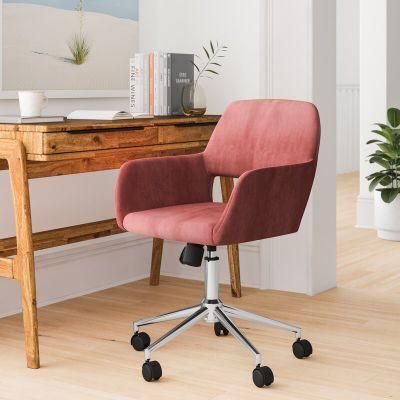 Modern Velvet Fabric Upholstered Executive Computer Chair Height Adjustable and Reclining 360 Swivel Lift Office Chair