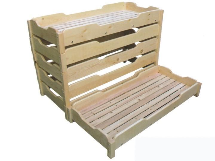 Modern Furniture Wood Material Kindergarten School Kids Stackable Beds