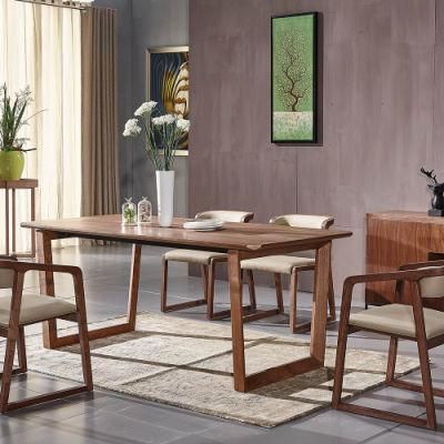 Nordic Wooden Home Furniture 6-Seater Dining Table Set Made in China