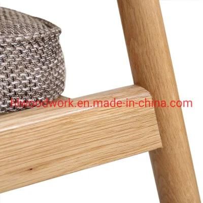 Leisure Chair Dining Chair Oak Wood Frame Natural Color Fabrice Cushion Browm Color furniture Wooden Furniture Office Furniture