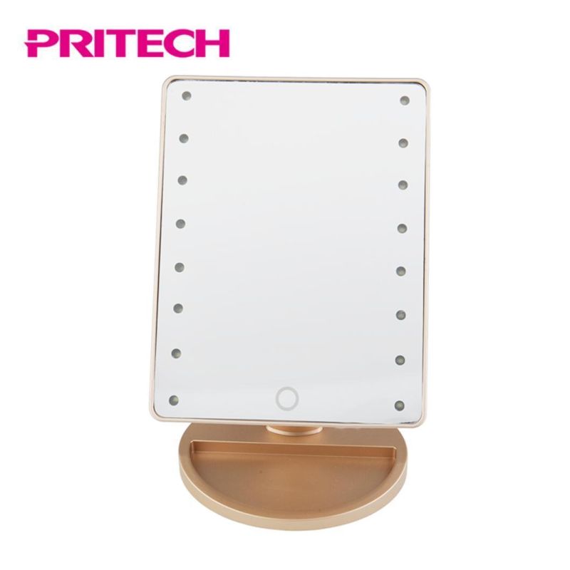 Pritech Battery Operated Custom Design Plastic Material Stand LED Beauty Makeup Mirror