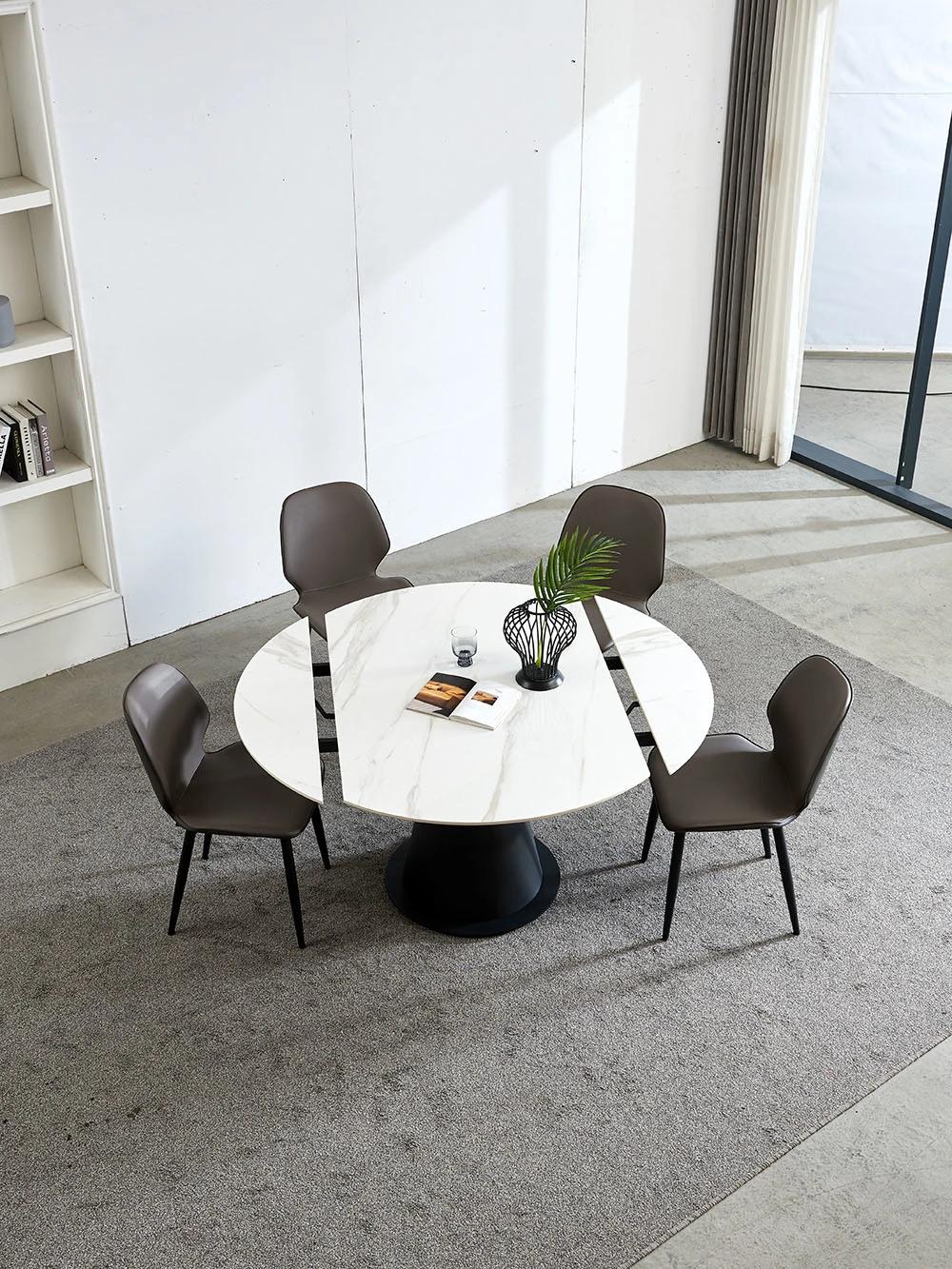 Hot Sale Apartment Furniture Round Folded Marble Dining Table