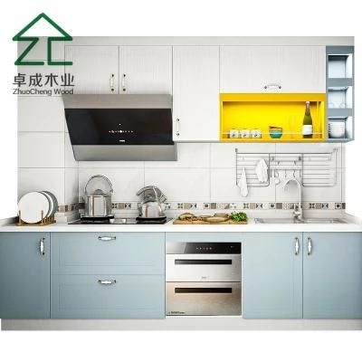 blue Plywood PVC Kitchen Cabinet with Sink