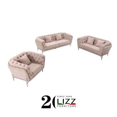 European Style Latest Design Home Furniture Velvet Chesterfield Fabric Sofa Set