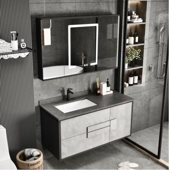 Bathroom Cabinet Combination Rock Board One-Body Bathroom Solid Wood Smart Wash Table Wash Basin Counter Basin
