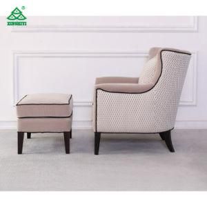 Nice Design Hotel Furniture Upholstered Fabric Single Sofa with Ottoman