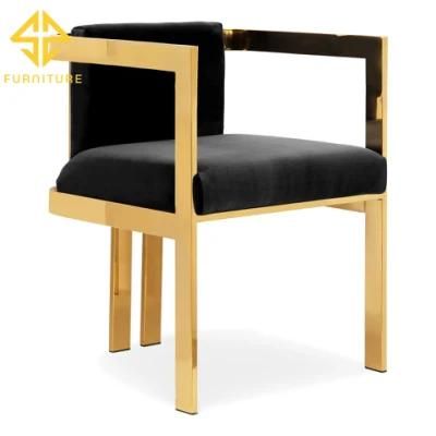 Luxury Stainless Steel Furniture Upholstered Seat Dining Chair