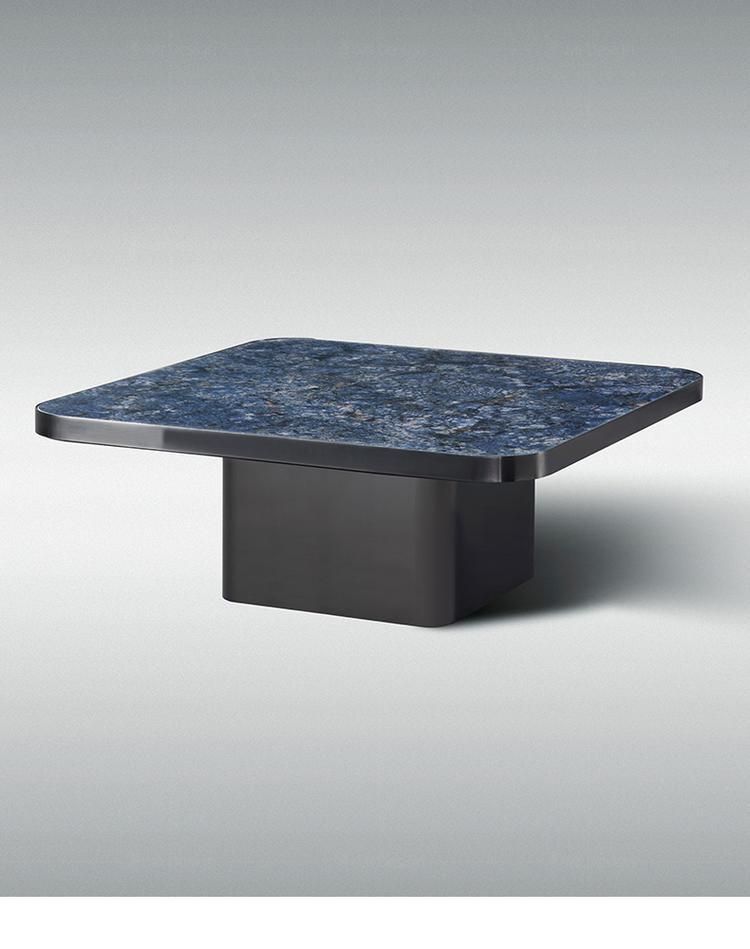 Home Furniture Titanium Rectangle Grey Marble Rock Plate Coffee Table