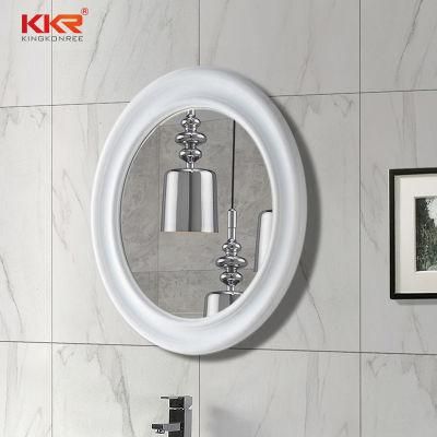 Solid Surfae Stone Frame Bathroom High Brightness Round Mirror