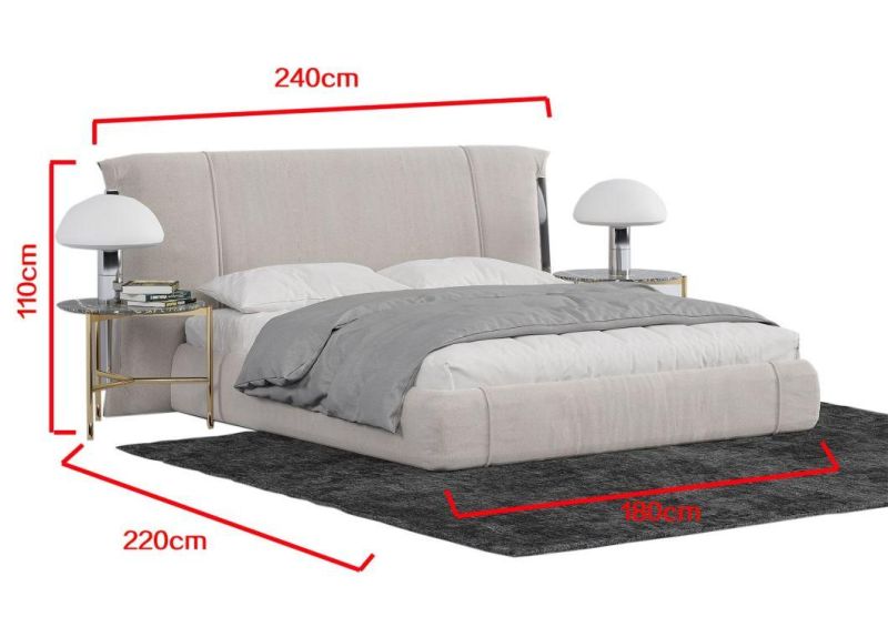 Luxury Style Apartment Bedroom Furniture Upholstered Homehotel Wood Frame Quuen Size Bed with Nightstands