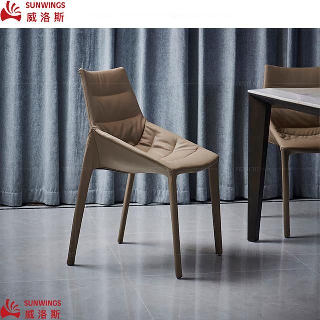 Home Furniture Modern and Simply Solid Wood Fabric All - Covered Dining Chair for Hotel