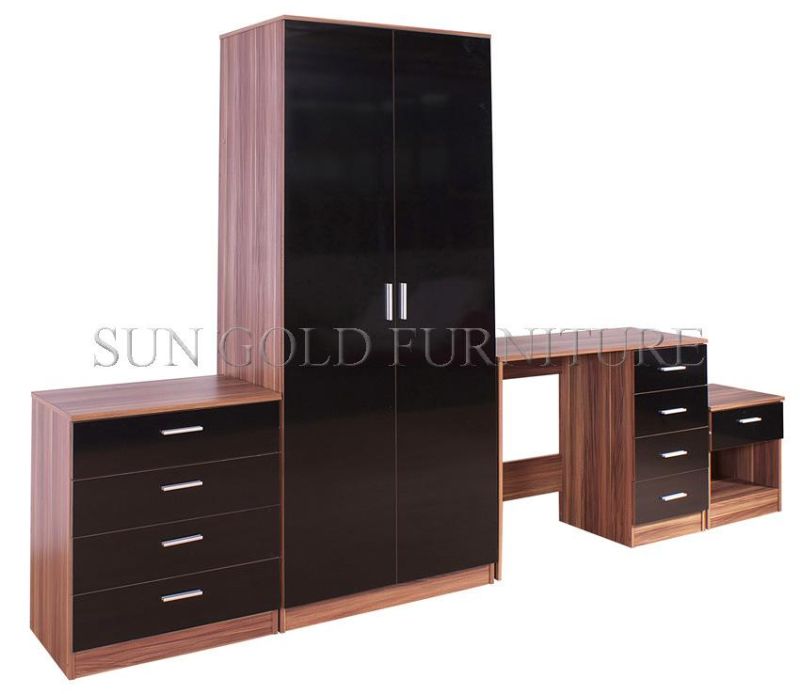 Pink Color High Gloss Wardrobe Set Chest Bedroom Furniture Set (SZ-WD014)