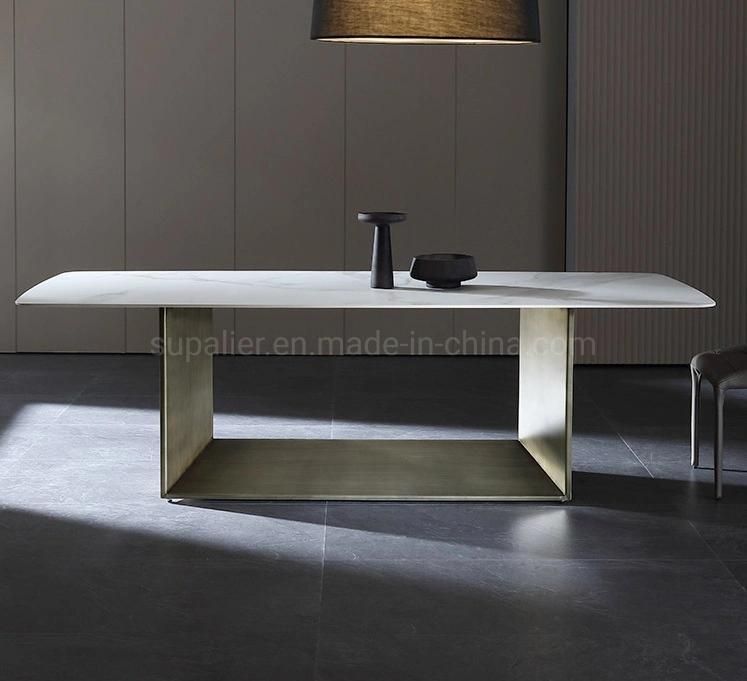 2020 New Design Italian Style Gold Stainless Steel Dining Tables