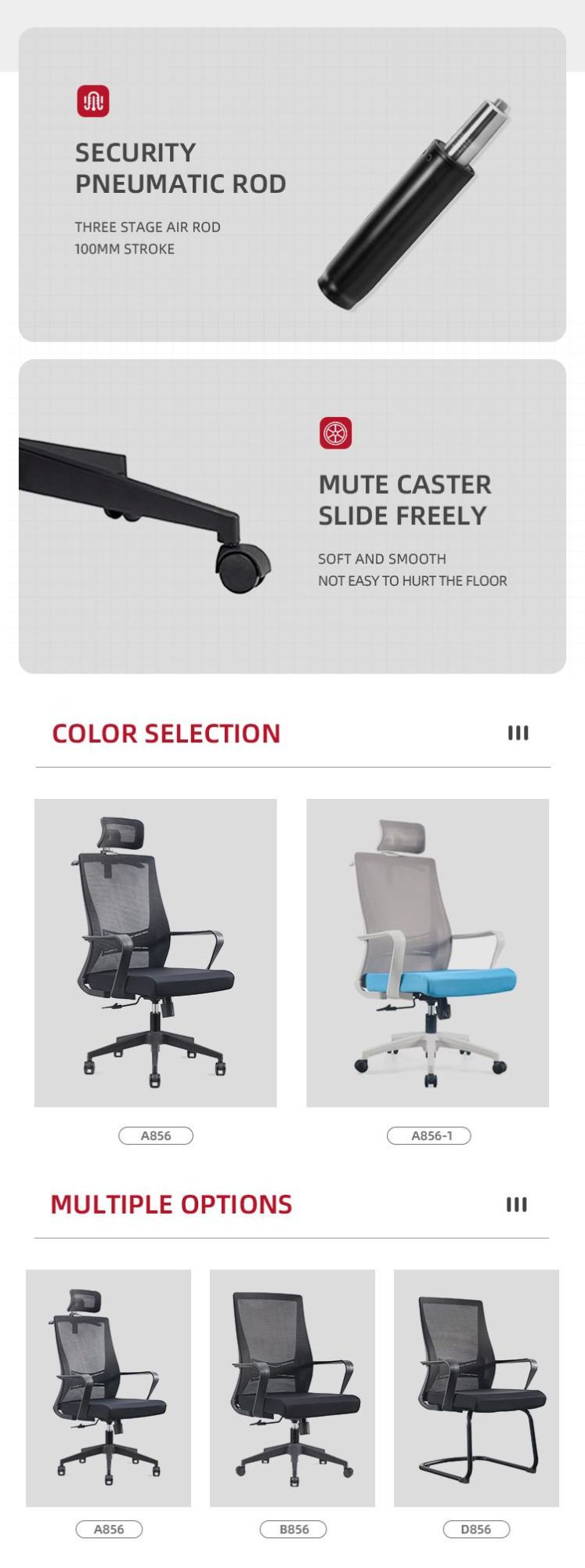 Hot Sale Swivel Office Mesh Black Nylon Base Ergonomic Office Reclining Chair