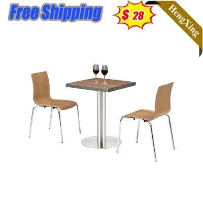 Cheap Price Hot Sell Simple Design Wooden Modern School Restaurant Furniture Square Dining Table with Chair