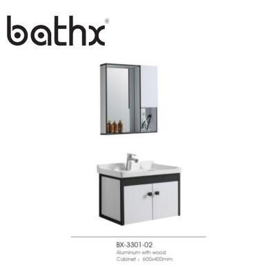 Modern Style Hotel White Color Cabinet / Wall Mounted Aluminum Bathroom Furniture Storage Vanity