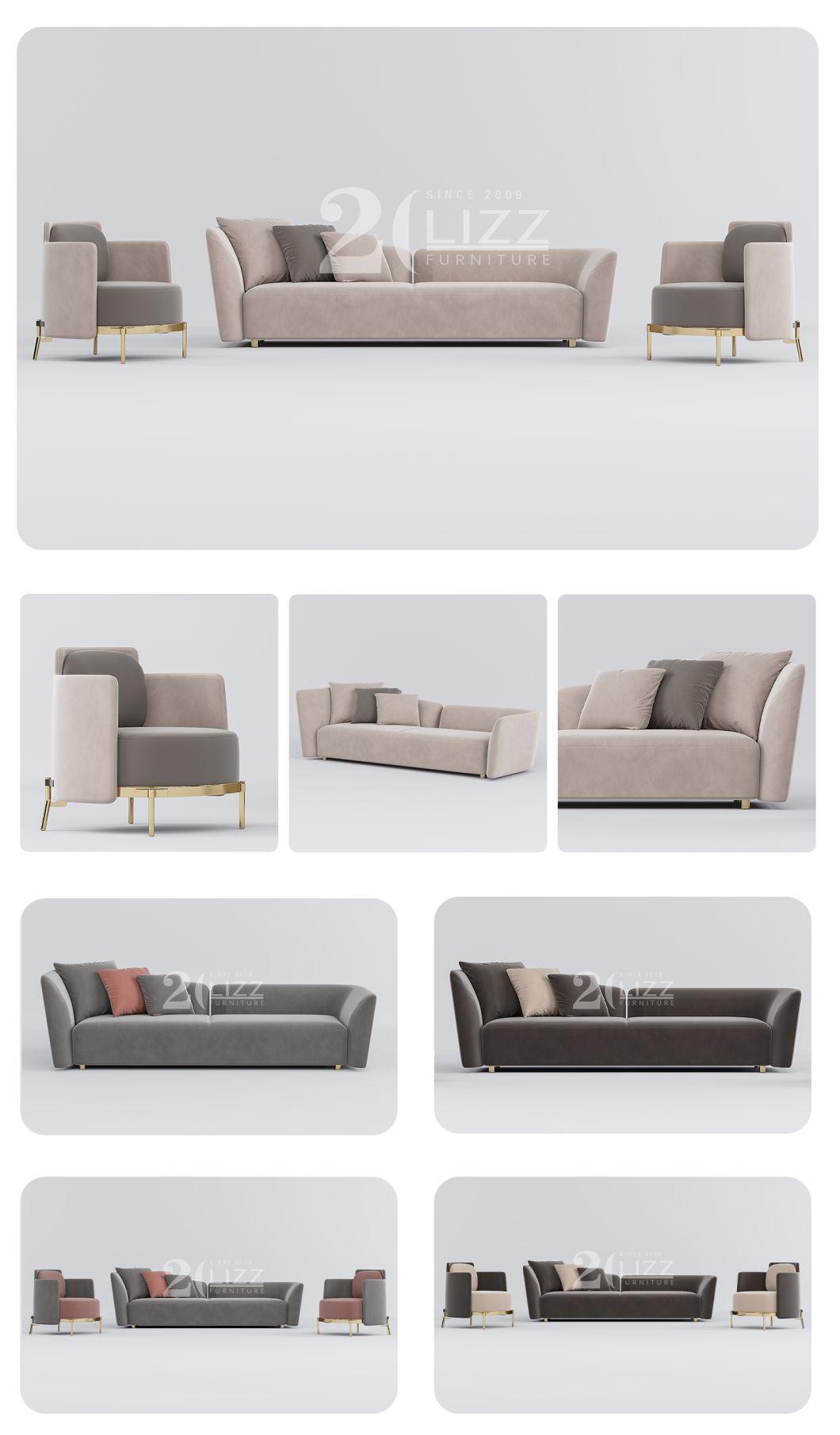 Wholesale High End Modern Sectional Sofa Furniture Luxury Nordic Fabric 3 Seater Couch Loveseat Sofa with Arm Chair