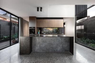Wooden Grain Melamine Fiber Cupboard Mirror Splashback New Design Kitchen Cabinets