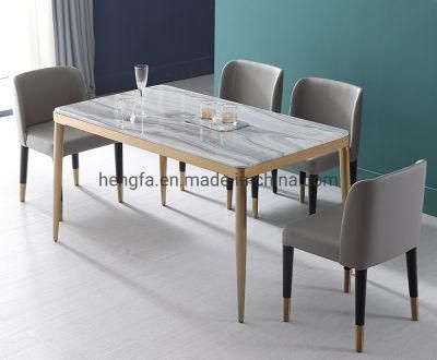 Living Room Furniture Golden Metal Legs Marble Dining Table