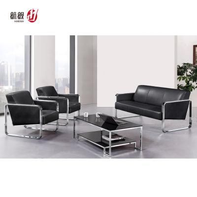Modern Stylish Office Furniture Leather Steel Legs Lounge Sofa Set