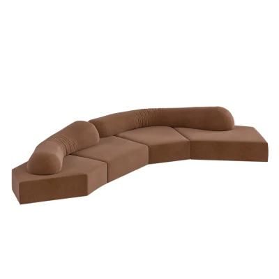 Wholesale Hot Selling Unique Brown Fabric Home Living Room Furniture Modular Leisure Velvet Sofa