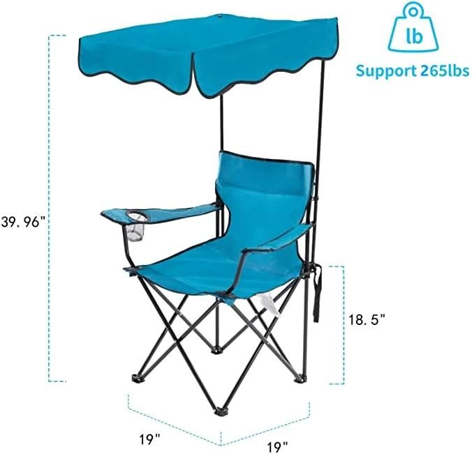 Outdoor Camping Chair, Beach Chair with Canopy Shade, Portable & Folding Camping Chair with Shade Canopy, Heavy Duty Canopy Chair with Durable Folding Seat