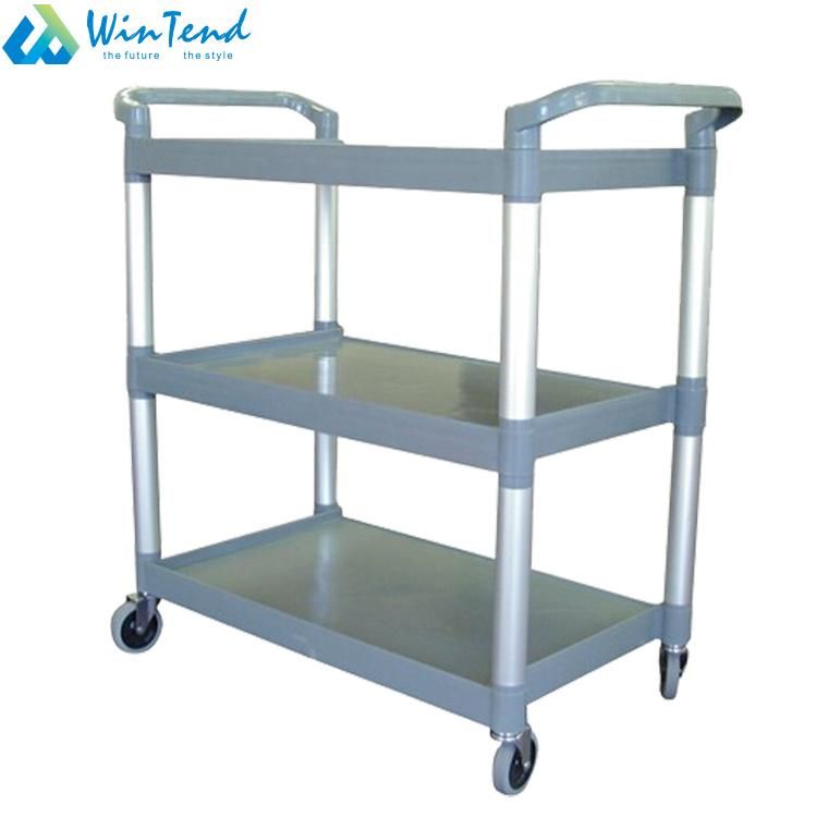 3 Tiers Plastic Service Cart Dining Trolley Black Grey for Kitchen