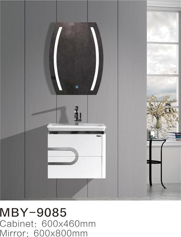 White Wall Mounted LED Mirror PVC Bathroom Cabinet From Factory