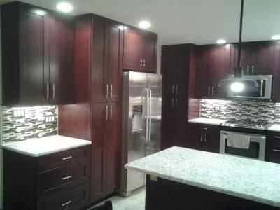 Modern Red Lacquer Solid Wood Kitchen Cabinet Wardrobe Cupboard