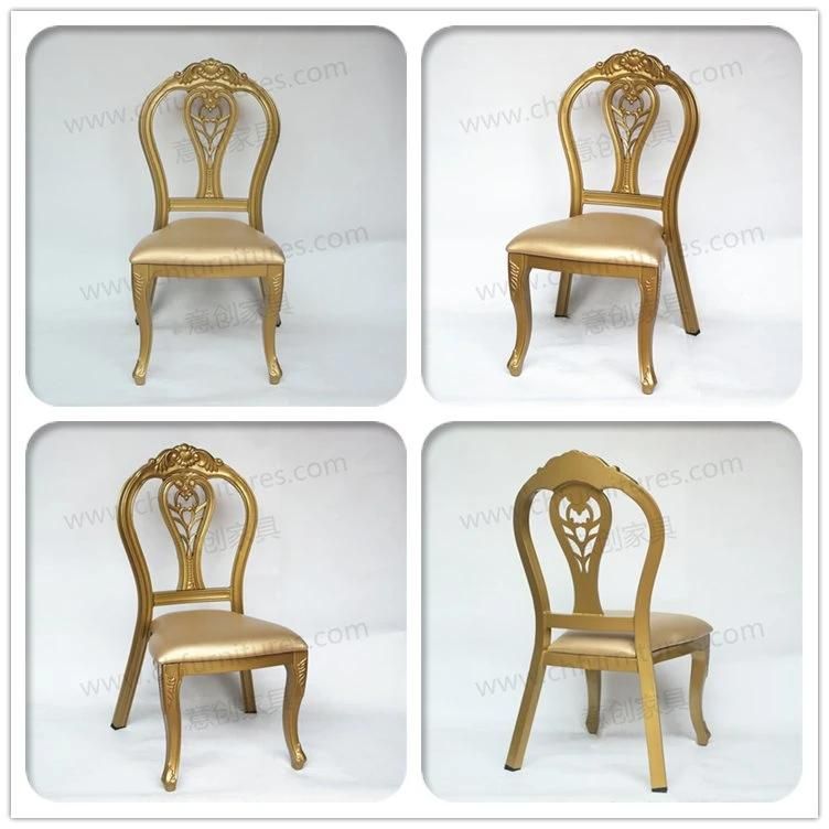 2018 New Design Aluminum Stacking Gold Dining Chair for Hotel and Banquet Yc-E150
